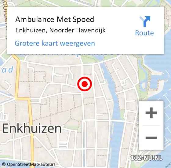 Locatie op kaart van de 112 melding: Ambulance Met Spoed Naar Enkhuizen, Noorder Havendijk op 19 oktober 2022 07:47