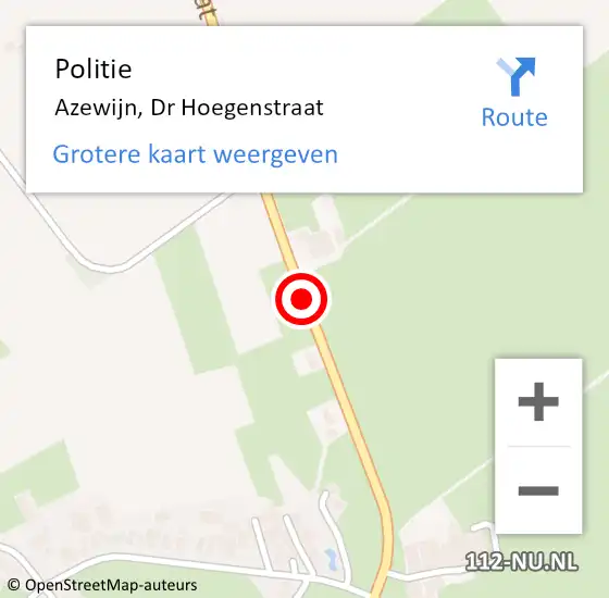 Locatie op kaart van de 112 melding: Politie Azewijn, Dr Hoegenstraat op 19 oktober 2022 07:57