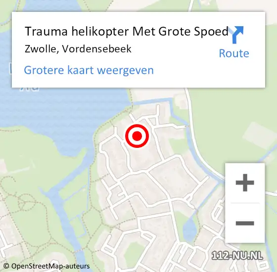 Locatie op kaart van de 112 melding: Trauma helikopter Met Grote Spoed Naar Zwolle, Vordensebeek op 19 oktober 2022 08:19