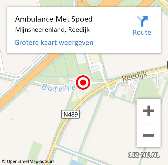 Locatie op kaart van de 112 melding: Ambulance Met Spoed Naar Mijnsheerenland, Reedijk op 19 oktober 2022 08:37