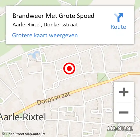 Locatie op kaart van de 112 melding: Brandweer Met Grote Spoed Naar Aarle-Rixtel, Donkersstraat op 19 oktober 2022 08:44