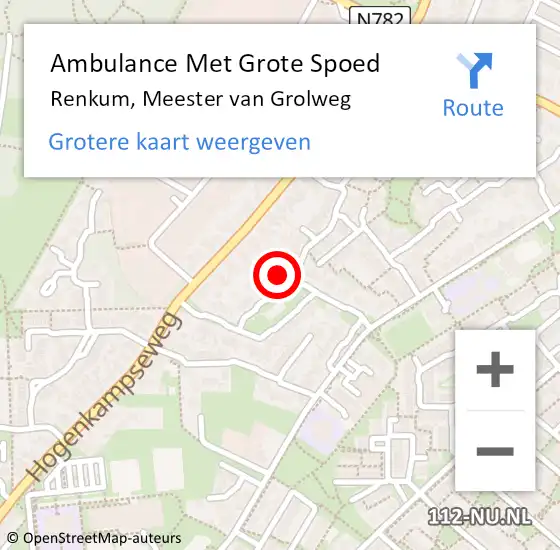 Locatie op kaart van de 112 melding: Ambulance Met Grote Spoed Naar Renkum, Meester van Grolweg op 19 oktober 2022 08:45