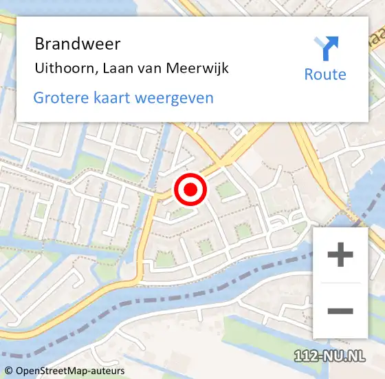 Locatie op kaart van de 112 melding: Brandweer Uithoorn, Laan van Meerwijk op 19 oktober 2022 08:47