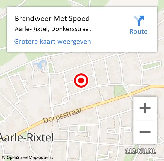 Locatie op kaart van de 112 melding: Brandweer Met Spoed Naar Aarle-Rixtel, Donkersstraat op 19 oktober 2022 08:51