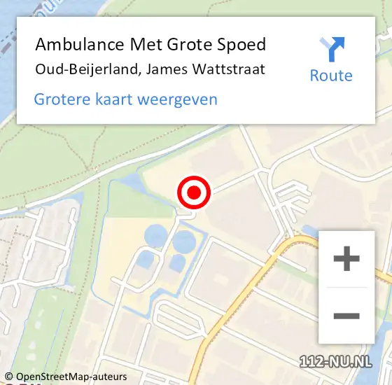 Locatie op kaart van de 112 melding: Ambulance Met Grote Spoed Naar Oud-Beijerland, James Wattstraat op 19 oktober 2022 09:04