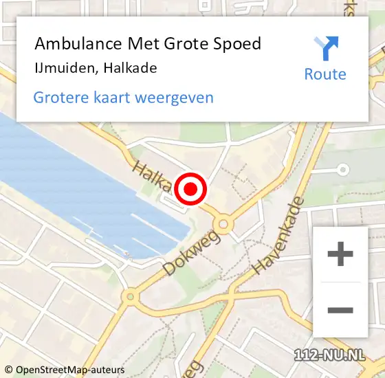 Locatie op kaart van de 112 melding: Ambulance Met Grote Spoed Naar IJmuiden, Halkade op 19 oktober 2022 09:07