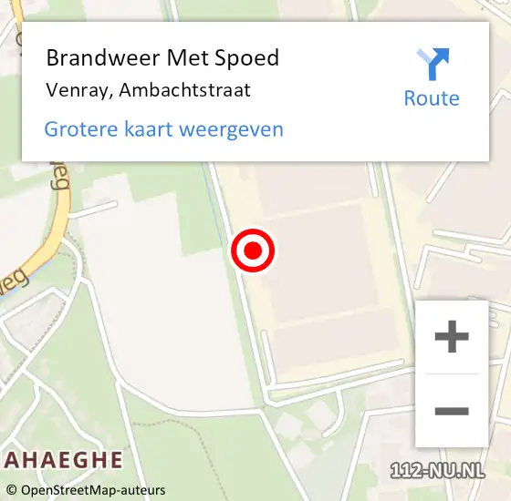 Locatie op kaart van de 112 melding: Brandweer Met Spoed Naar Venray, Ambachtstraat op 19 oktober 2022 09:25