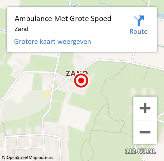 Locatie op kaart van de 112 melding: Ambulance Met Grote Spoed Naar Zand op 19 oktober 2022 09:35