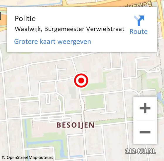 Locatie op kaart van de 112 melding: Politie Waalwijk, Burgemeester Verwielstraat op 19 oktober 2022 09:51