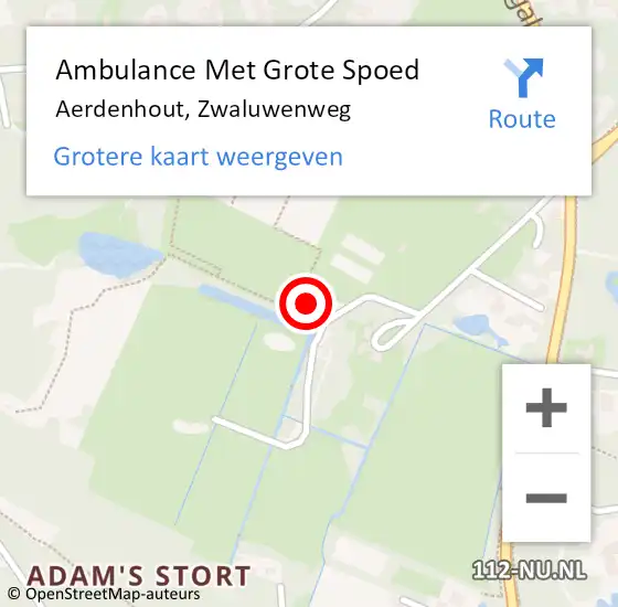 Locatie op kaart van de 112 melding: Ambulance Met Grote Spoed Naar Aerdenhout, Zwaluwenweg op 19 oktober 2022 09:55