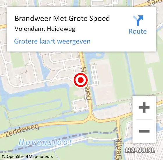 Locatie op kaart van de 112 melding: Brandweer Met Grote Spoed Naar Volendam, Heideweg op 19 oktober 2022 10:05