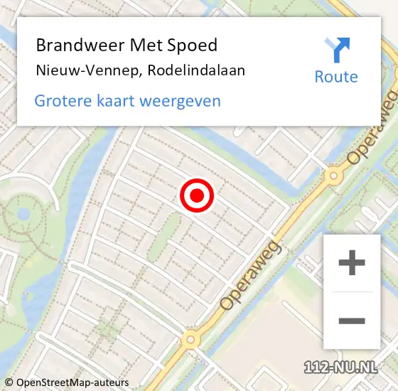 Locatie op kaart van de 112 melding: Brandweer Met Spoed Naar Nieuw-Vennep, Rodelindalaan op 19 oktober 2022 10:07