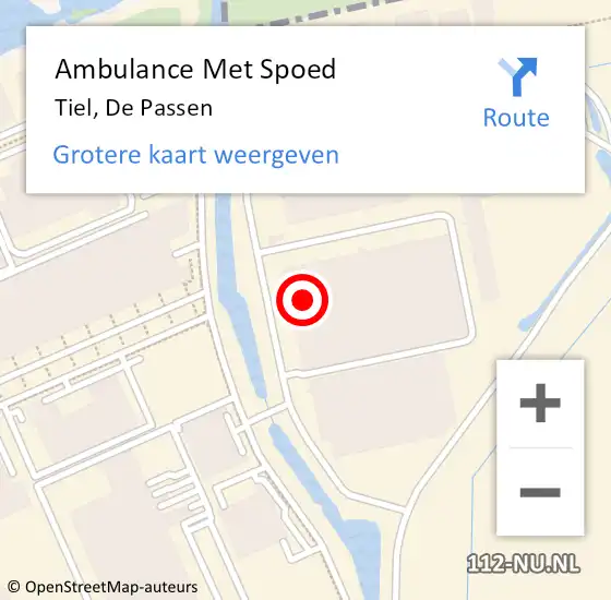 Locatie op kaart van de 112 melding: Ambulance Met Spoed Naar Tiel, De Passen op 19 oktober 2022 10:18