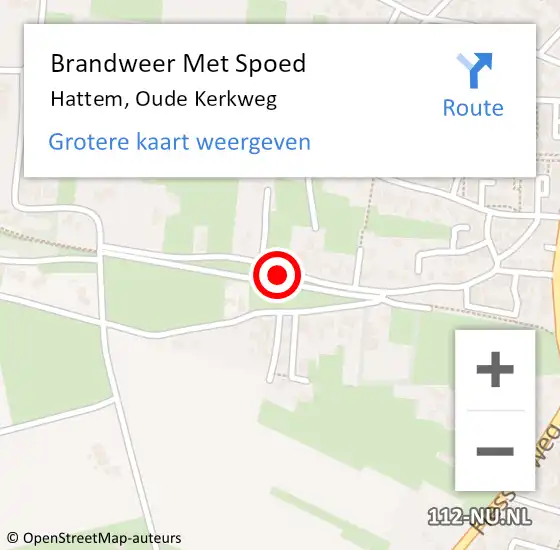 Locatie op kaart van de 112 melding: Brandweer Met Spoed Naar Hattem, Oude Kerkweg op 19 oktober 2022 10:24