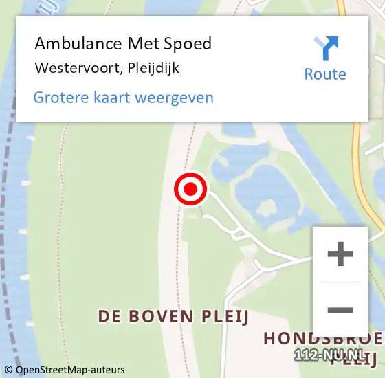 Locatie op kaart van de 112 melding: Ambulance Met Spoed Naar Westervoort, Pleijdijk op 19 oktober 2022 10:27