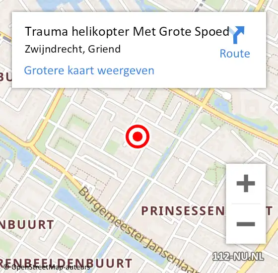 Locatie op kaart van de 112 melding: Trauma helikopter Met Grote Spoed Naar Zwijndrecht, Griend op 19 oktober 2022 10:28