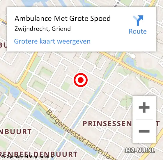 Locatie op kaart van de 112 melding: Ambulance Met Grote Spoed Naar Zwijndrecht, Griend op 19 oktober 2022 10:31