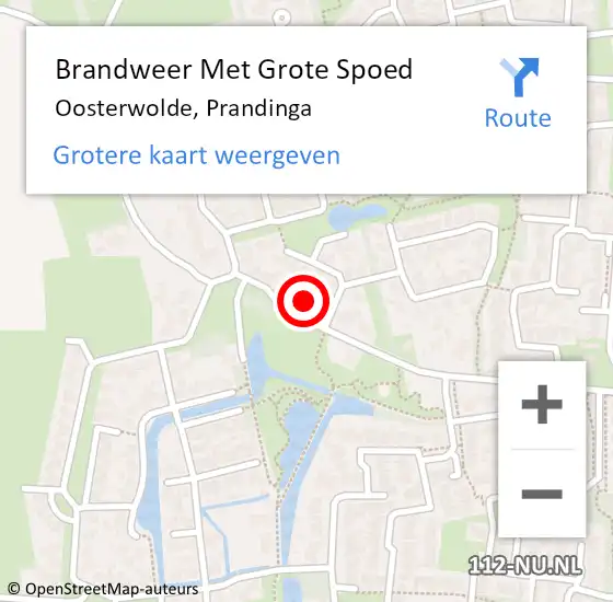 Locatie op kaart van de 112 melding: Brandweer Met Grote Spoed Naar Oosterwolde, Prandinga op 19 oktober 2022 10:34