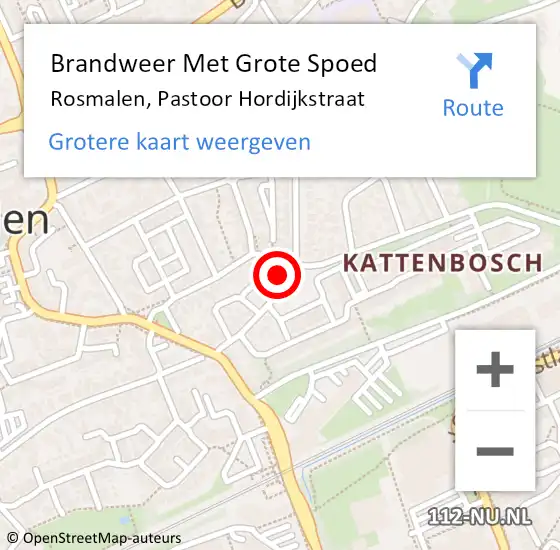 Locatie op kaart van de 112 melding: Brandweer Met Grote Spoed Naar Rosmalen, Pastoor Hordijkstraat op 19 oktober 2022 11:08