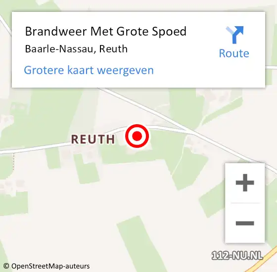 Locatie op kaart van de 112 melding: Brandweer Met Grote Spoed Naar Baarle-Nassau, Reuth op 19 oktober 2022 11:32