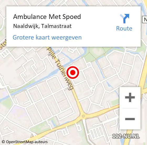 Locatie op kaart van de 112 melding: Ambulance Met Spoed Naar Naaldwijk, Talmastraat op 19 oktober 2022 12:08