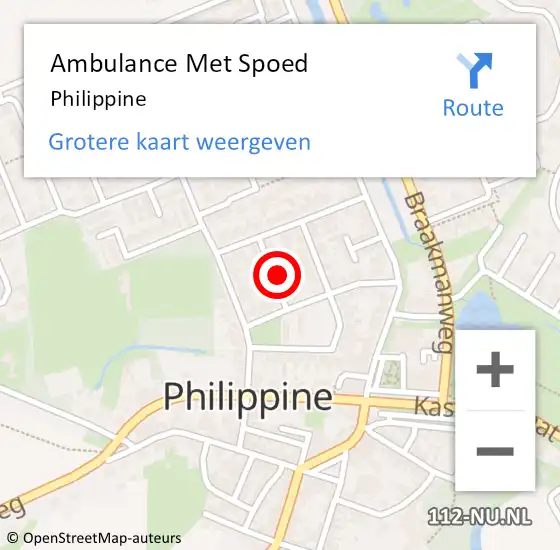 Locatie op kaart van de 112 melding: Ambulance Met Spoed Naar Philippine op 19 oktober 2022 12:21