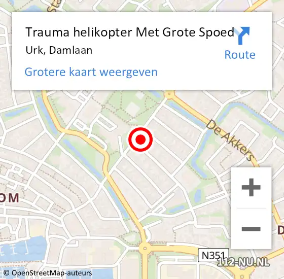 Locatie op kaart van de 112 melding: Trauma helikopter Met Grote Spoed Naar Urk, Damlaan op 19 oktober 2022 12:33