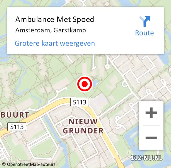 Locatie op kaart van de 112 melding: Ambulance Met Spoed Naar Amsterdam-Zuidoost, Garstkamp op 19 oktober 2022 13:01