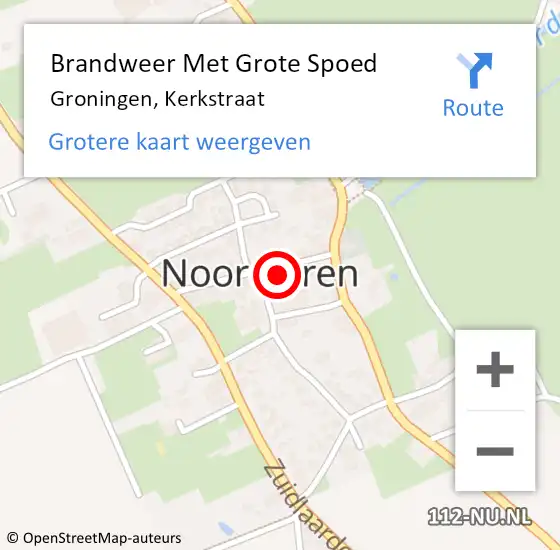 Locatie op kaart van de 112 melding: Brandweer Met Grote Spoed Naar Groningen, Kerkstraat op 19 oktober 2022 13:15