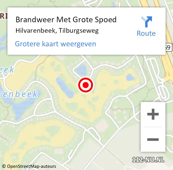 Locatie op kaart van de 112 melding: Brandweer Met Grote Spoed Naar Hilvarenbeek, Tilburgseweg op 19 oktober 2022 13:19