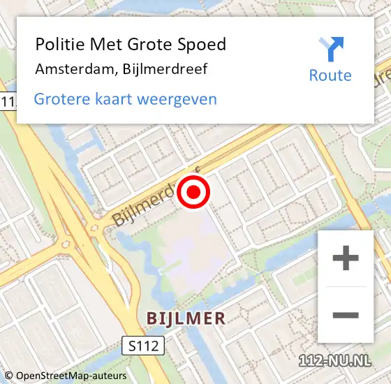 Locatie op kaart van de 112 melding: Politie Met Grote Spoed Naar Amsterdam-Zuidoost, Bijlmerdreef op 19 oktober 2022 13:23