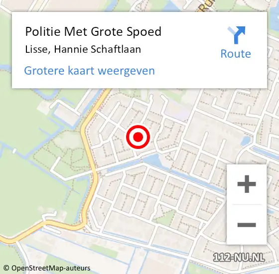 Locatie op kaart van de 112 melding: Politie Met Grote Spoed Naar Lisse, Hannie Schaftlaan op 19 oktober 2022 13:29
