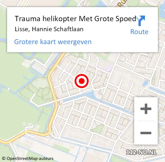 Locatie op kaart van de 112 melding: Trauma helikopter Met Grote Spoed Naar Lisse, Hannie Schaftlaan op 19 oktober 2022 13:33