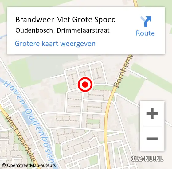 Locatie op kaart van de 112 melding: Brandweer Met Grote Spoed Naar Oudenbosch, Drimmelaarstraat op 19 oktober 2022 14:04