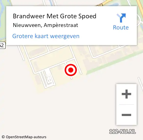 Locatie op kaart van de 112 melding: Brandweer Met Grote Spoed Naar Nieuwveen, Ampèrestraat op 19 oktober 2022 14:07