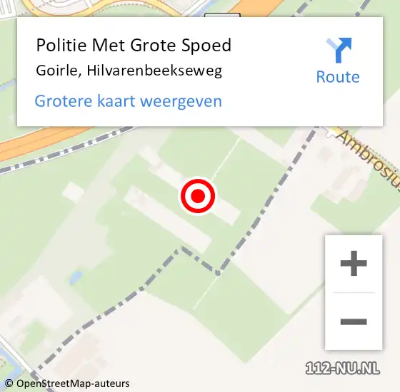 Locatie op kaart van de 112 melding: Politie Met Grote Spoed Naar Goirle, Hilvarenbeekseweg op 19 oktober 2022 14:30