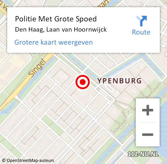 Locatie op kaart van de 112 melding: Politie Met Grote Spoed Naar Den Haag, Laan van Hoornwijck op 19 oktober 2022 14:37