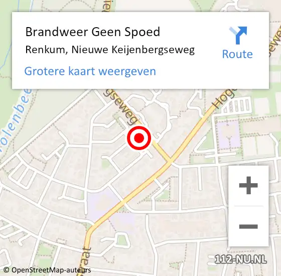 Locatie op kaart van de 112 melding: Brandweer Geen Spoed Naar Renkum, Nieuwe Keijenbergseweg op 19 oktober 2022 15:07