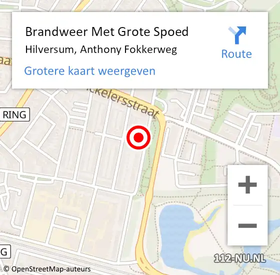 Locatie op kaart van de 112 melding: Brandweer Met Grote Spoed Naar Hilversum, Anthony Fokkerweg op 19 oktober 2022 15:18