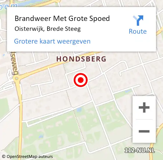 Locatie op kaart van de 112 melding: Brandweer Met Grote Spoed Naar Oisterwijk, Brede Steeg op 19 oktober 2022 15:21