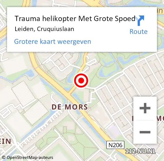 Locatie op kaart van de 112 melding: Trauma helikopter Met Grote Spoed Naar Leiden, Cruquiuslaan op 19 oktober 2022 15:23