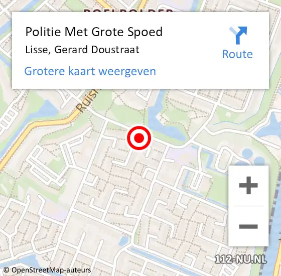 Locatie op kaart van de 112 melding: Politie Met Grote Spoed Naar Lisse, Gerard Doustraat op 19 oktober 2022 15:41