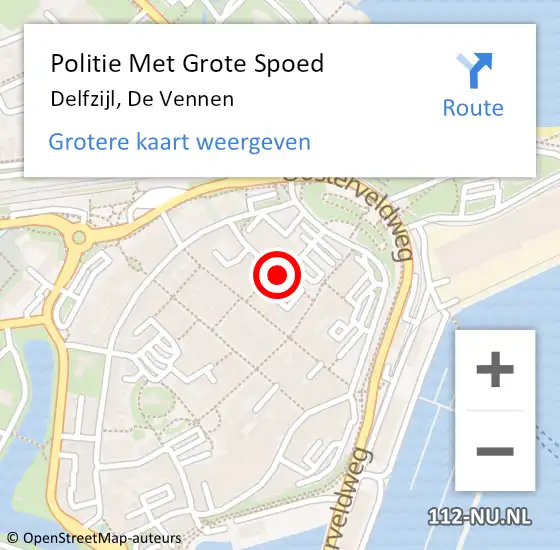 Locatie op kaart van de 112 melding: Politie Met Grote Spoed Naar Delfzijl, De Vennen op 19 oktober 2022 15:46