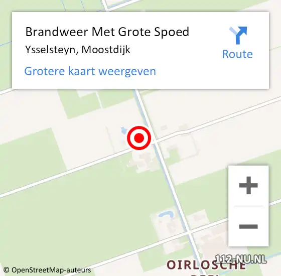 Locatie op kaart van de 112 melding: Brandweer Met Grote Spoed Naar Ysselsteyn, Moostdijk op 19 oktober 2022 15:48