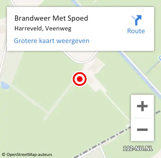 Locatie op kaart van de 112 melding: Brandweer Met Spoed Naar Harreveld, Veenweg op 19 oktober 2022 16:01