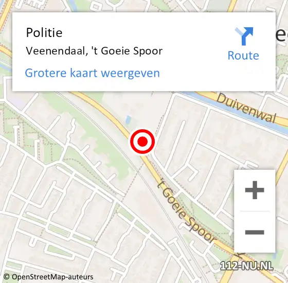 Locatie op kaart van de 112 melding: Politie Veenendaal, 't Goeie Spoor op 19 oktober 2022 16:16