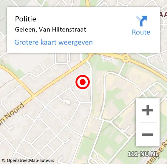 Locatie op kaart van de 112 melding: Politie Geleen, Van Hiltenstraat op 19 oktober 2022 16:16