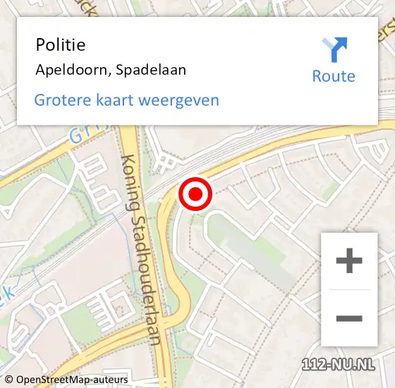 Locatie op kaart van de 112 melding: Politie Apeldoorn, Spadelaan op 19 oktober 2022 16:21