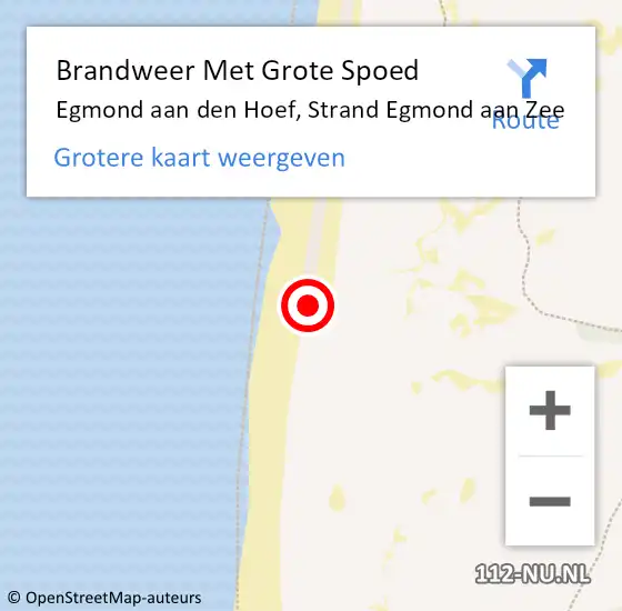 Locatie op kaart van de 112 melding: Brandweer Met Grote Spoed Naar Egmond aan den Hoef, Strand Egmond aan Zee op 19 oktober 2022 16:21