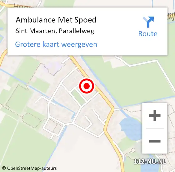 Locatie op kaart van de 112 melding: Ambulance Met Spoed Naar 't Zand, Parallelweg op 19 oktober 2022 16:44